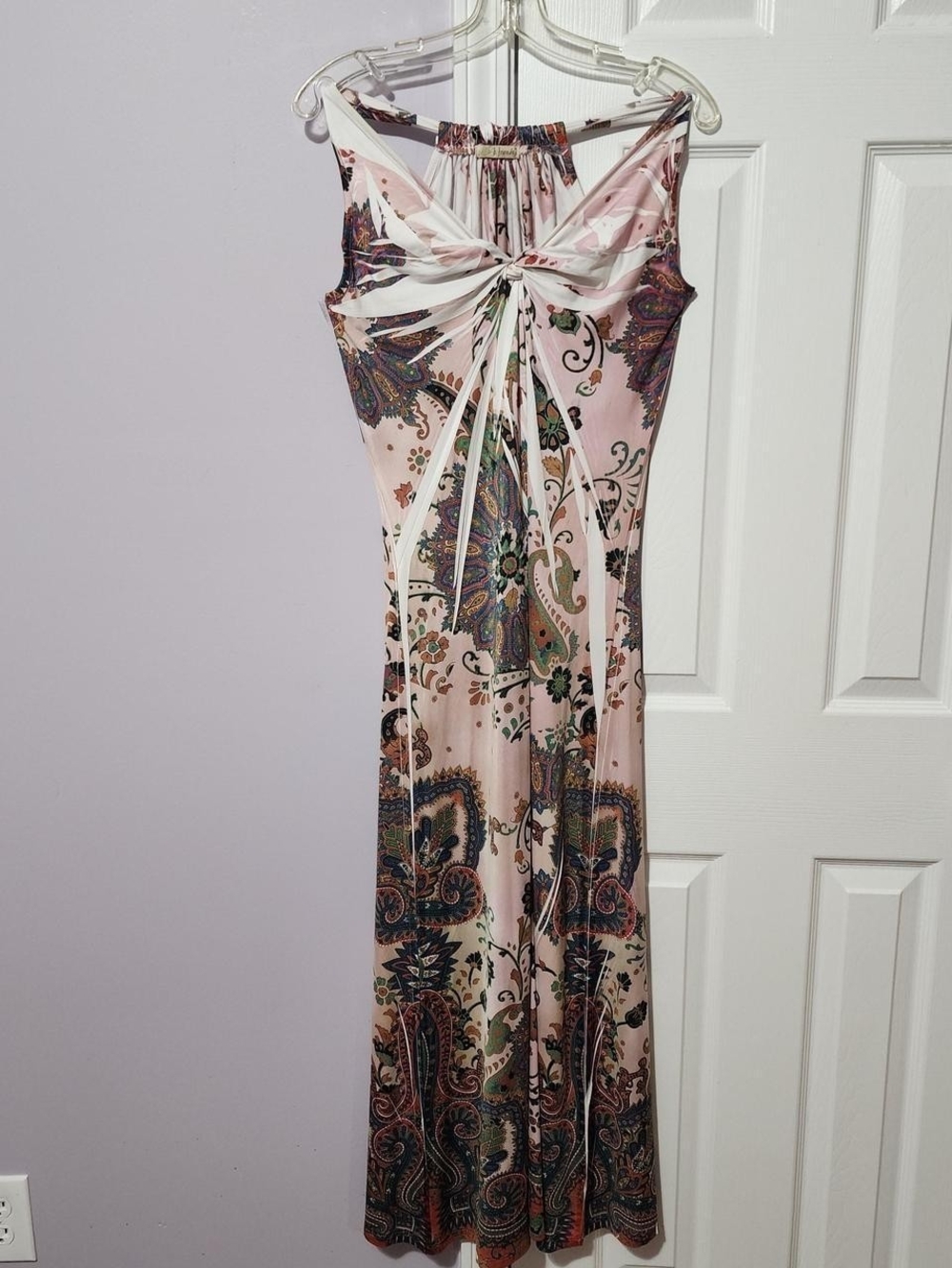 B. FRIENDS Pink Paisley Knot-Front Maxi Dress